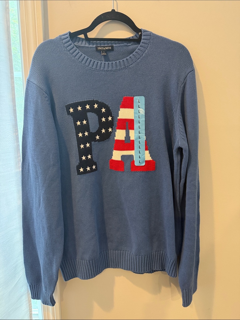 State & Mine Blue 'PA' Patch Sweater sweater large
